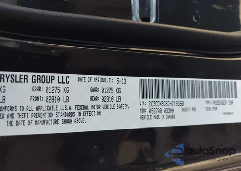 2013 Dodge Charger Se z USA, uszkodzony, nr VIN 2C3CDXBG6DH719568